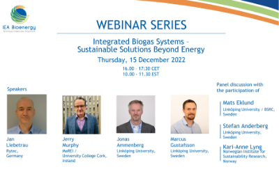 IEA Bioenergy Webinar – Integrated Biogas Systems – Sustainable Solutions Beyond Energy
